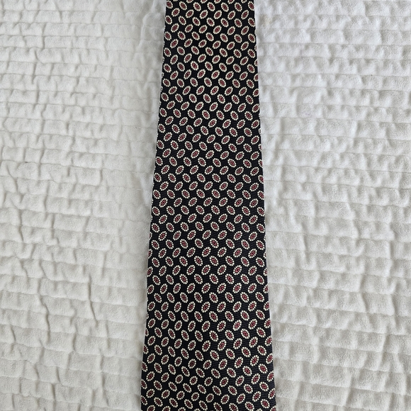 Ralph Lauren Black Vintage Tie with Red Silk Pattern - Picture 1 of 5